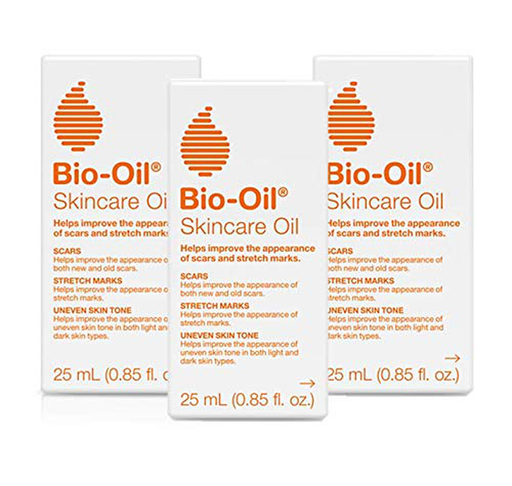 Bio-Oil Skincare Oil, Body Oil for Scars and Stretch Marks, Hydrates Skin, Non-Greasy, Dermatologist Recommended, Non-Comedogenic, Travel Size, 0.85 Ounces, Pack of 3, For All Skin Types, Vitamin A, E