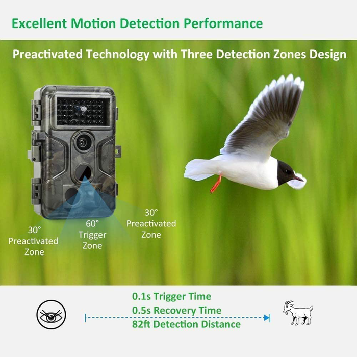 GardePro A3 Trail Camera 20MP 1080P, H.264 HD Video, Clear 100ft No Glow Infrared Night Vision, 0.1s Trigger Speed, 82ft Motion Detection, Waterproof Cam for Wildlife Deer Game Trail