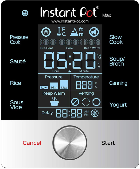 Instant Pot Max 6 Quart Multi-use Electric Pressure Cooker with 15psi Pressure Cooking, Sous Vide, Auto Steam Release Control and Touch Screen