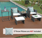 OC Orange-Casual Patio Furniture Conversation Set with Ottoman Grey Wicker Patio Set with Footstools, Balcony Furniture for Apartments