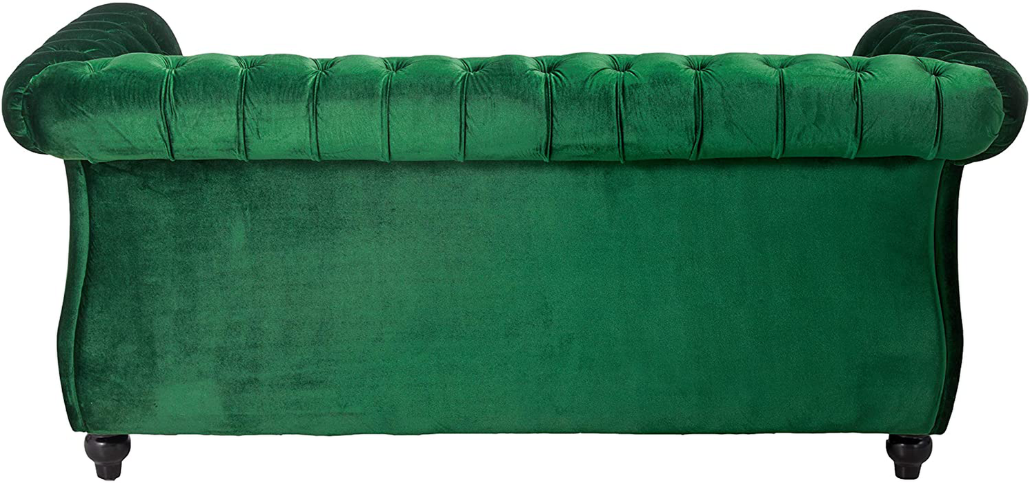 GDFStudio Christopher Knight Home 61 75 X 33 27 Karen Traditional Chesterfield Loveseat Sofa, Emerald and Dark Brown, 61.75 x 33.75 x 27.75