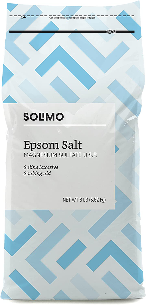 Amazon Brand - Solimo Epsom Salt Soak, Magnesium Sulfate USP, 8 Pound