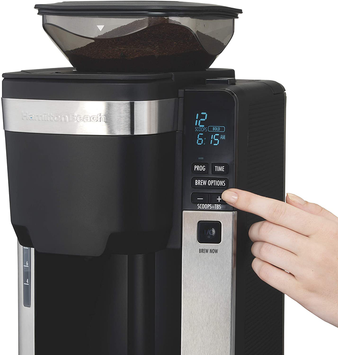 Hamilton Beach 45400 12 Cup Programmable Coffee Maker, Automatic Grounds Dispensing for Pre-Ground Coffee, Black