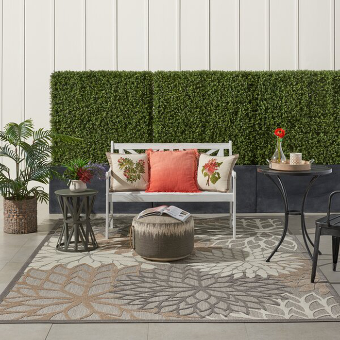 Weon Floral Gray/Beige Indoor / Outdoor Area Rug