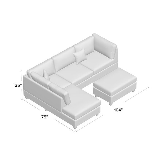 Hemphill 104" Wide Reversible Sofa & Chaise with Ottoman