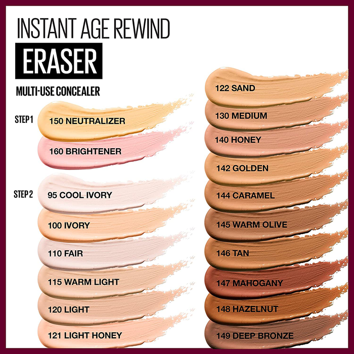 Maybelline Instant Age Rewind Eraser Dark Circles Treatment Multi-Use Concealer, Ivory, 0.2 Fl Oz (Pack of 1)