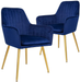 CangLong Furniture Modern Living Dining Room Accent Arm Chairs Club Guest with Gold Metal Legs, Set of 2, Navy Blue