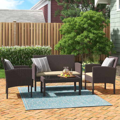 Hogans Wicker/Rattan 4 - Person Seating Group with Cushions