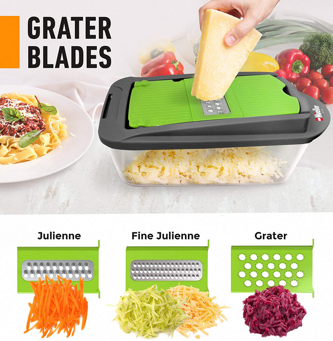 Mueller Pro-Series 8 Blade Vegetable Slicer, Onion Mincer Chopper, Vegetable Chopper, Cutter, Dicer, Egg Slicer with Container