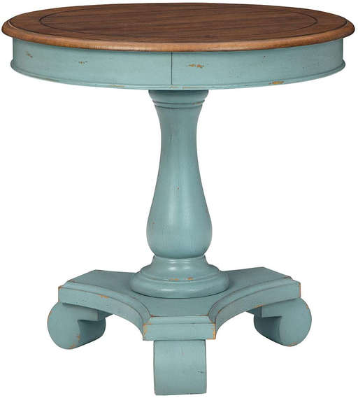 Signature Design by Ashley Mirimyn Farmhouse Round Accent Table, Teal & Brown