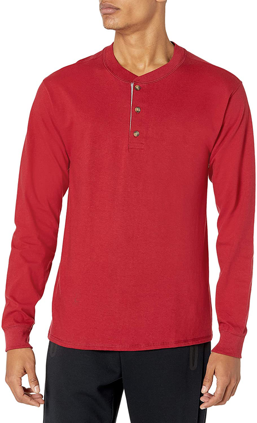 Hanes Men's Beefy Long Sleeve Henley Shirt