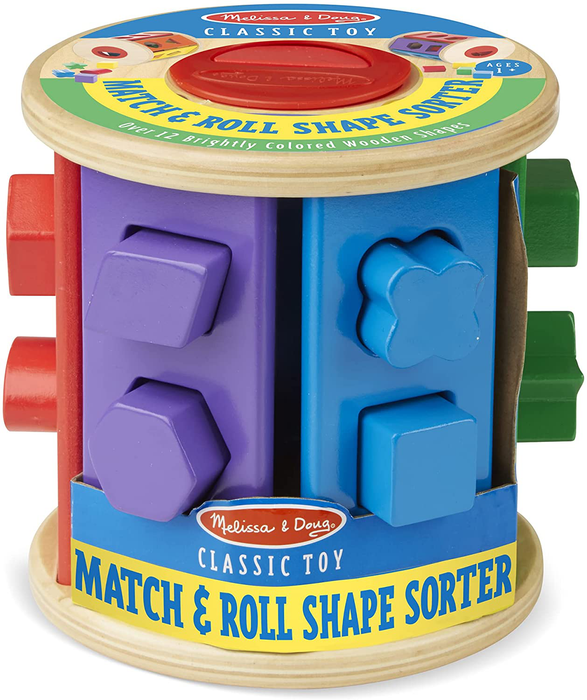 Melissa & Doug Match and Roll Shape Sorter - Classic Wooden Toy