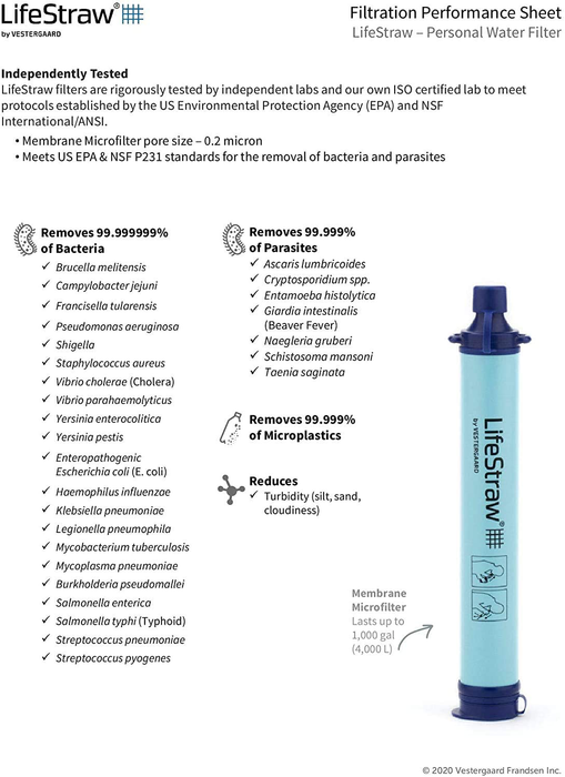 LifeStraw Personal Water Filter for Hiking, Camping, Travel, and Emergency Preparedness