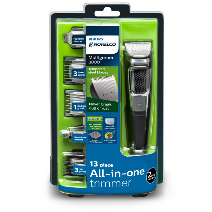 Philips Norelco Multigroom All-In-One Series 3000, 13 attachment trimmer, MG3750/60