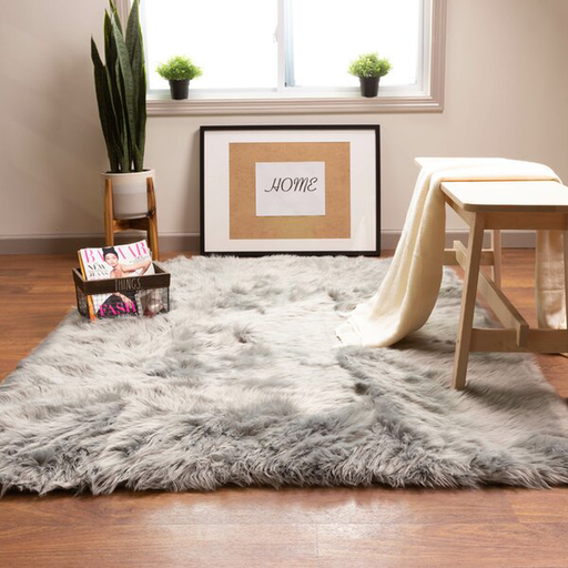 Dominick Handmade Shag Faux Sheepskin Gray Area Rug