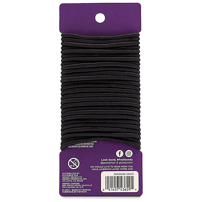 Goody Ouchless Womens Elastic Hair Tie - 27 Count, Black - 4MM for Medium Hair- Hair Accessories for Women Perfect for Long Lasting Braids, Ponytails and More - Pain-Free