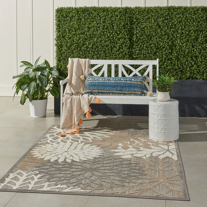 Weon Floral Gray/Beige Indoor / Outdoor Area Rug