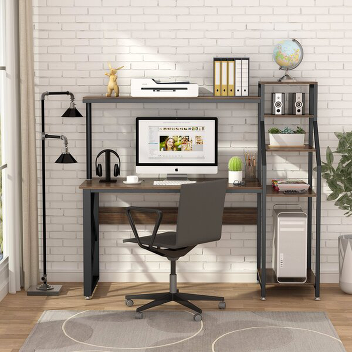 Rectangular Computer Desk Office Set with Hutch