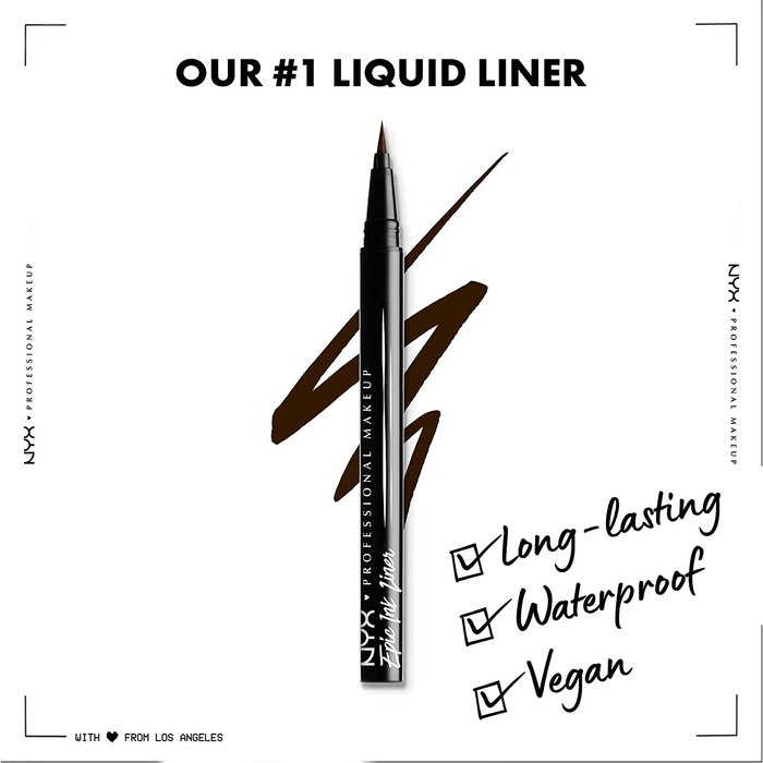 NYX PROFESSIONAL MAKEUP Epic Ink Liner, Waterproof Matte Liquid Eyeliner - Brown, Vegan Formula