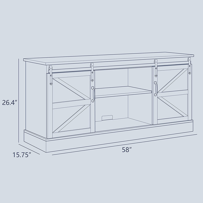 BELLEZE Modern Farmhouse TV Stand & Media Entertainment Center Console Table for TVs up to 65 Inch with Sliding Barn Door and Storage Cabinets - Truman (Stone Grey)