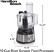 Hamilton Beach Food Processor & Vegetable Chopper for Slicing, Shredding, Mincing, and Puree, 10 Cups - Bowl Scraper, Stainless Steel