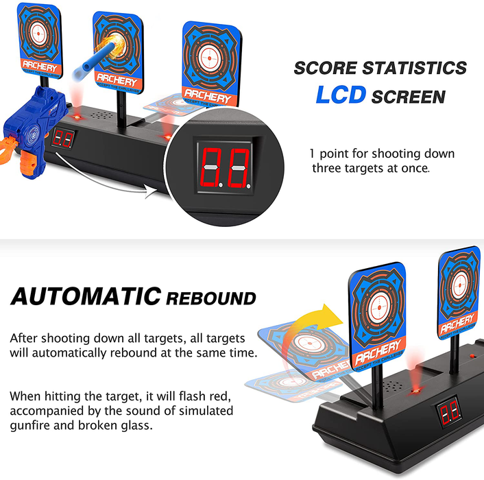 KKONES Electric Scoring Auto Reset Shooting Digital Target for Nerf Guns Shooting Target