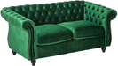 GDFStudio Christopher Knight Home 61 75 X 33 27 Karen Traditional Chesterfield Loveseat Sofa, Emerald and Dark Brown, 61.75 x 33.75 x 27.75