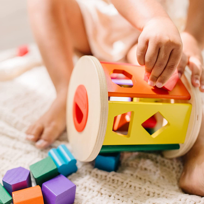 Melissa & Doug Match and Roll Shape Sorter - Classic Wooden Toy