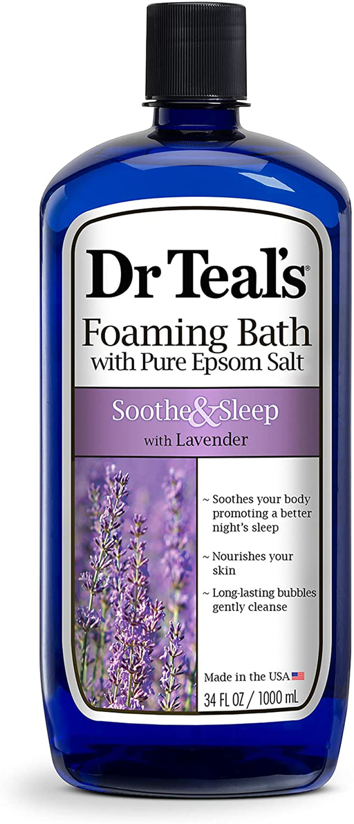 Dr Teal’s Foaming Bath with Pure Epsom Salt, Soothe & Sleep with Lavender, 34 fl oz, Purple