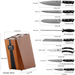 Kitchen Damascus Knife Set, YanXuan Series 9-Piece Kitchen Knife Set with Block, Non-slip ABS Ergonomic Triple Rivet Handle for Chef Knives, Knife Sharpener and Kitchen Shears, Natural Wooden Block