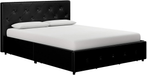 DHP Dakota Upholstered Faux Leather Platform Bed with Storage Drawers - Queen Size (Black)