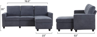 HONBAY Convertible Sectional Sofa Couch, L-Shaped Couch with Modern Linen Fabric for Small Space Dark Grey
