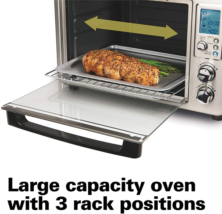 Hamilton Beach 31190C Digital Display Countertop Convection Toaster Oven with Rotisserie, Large 6-Slice, Stainless Steel