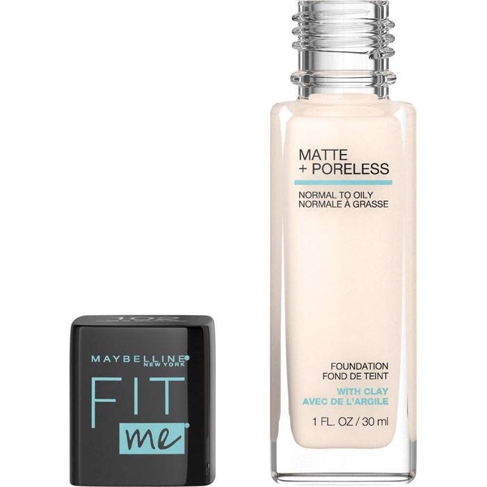 Maybelline Fit Me Matte + Poreless Liquid Foundation Makeup, Fair Porcelain, 1 fl; oz; Oil-Free Foundation