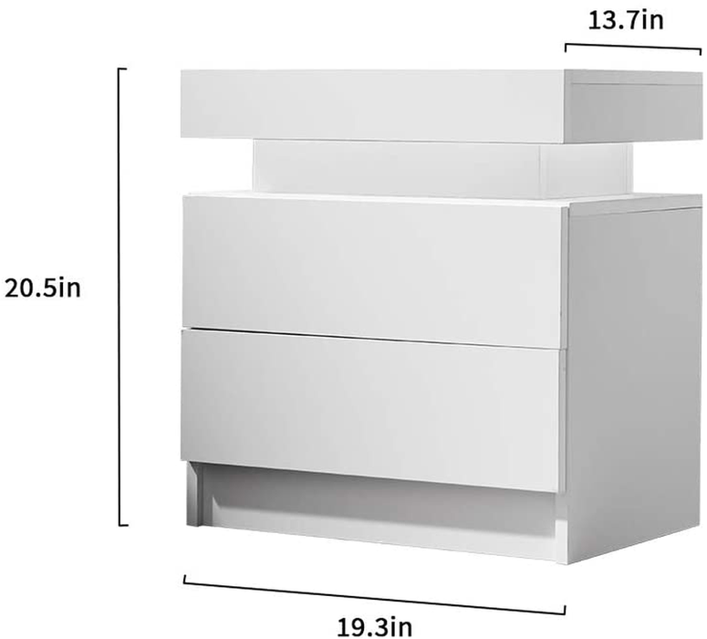 Generic Nightstand Set of 2 LED Nightstand with 2 Drawers, Bedside Table with Drawers for Bedroom Furniture, Side Bed Table with LED Light