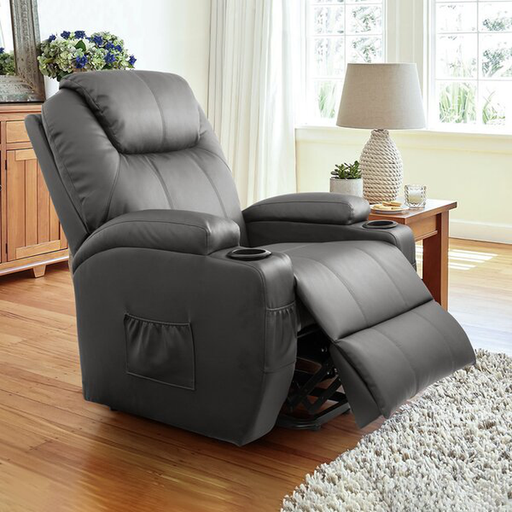 Faux Leather Power Reclining Heated Massage Chair