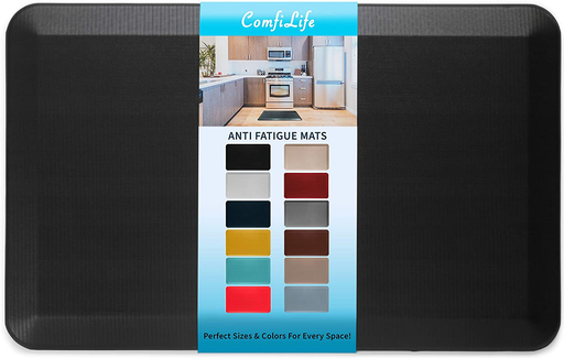 ComfiLife Anti Fatigue Floor Mat – 3/4 Inch Thick Perfect Kitchen Mat, Standing Desk Mat – Comfort at Home, Office, Garage – Durable – Stain Resistant – Non-Slip Bottom (20" x 32", Black)