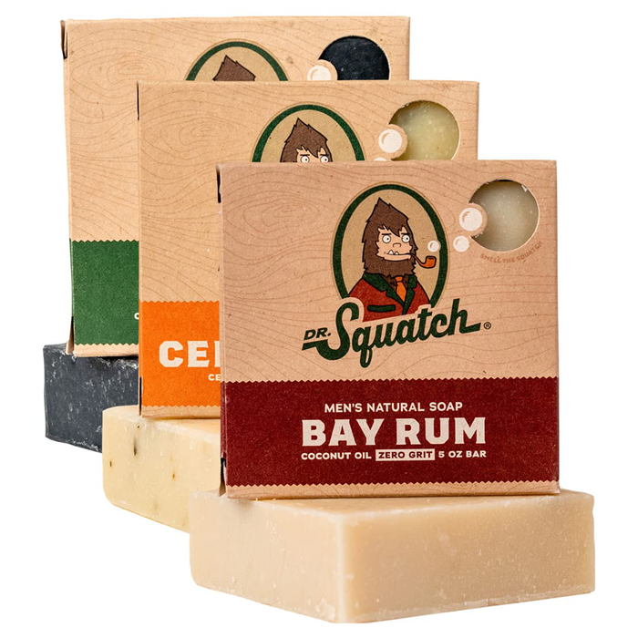 Dr. Squatch Men's Soap Variety Pack – Manly Scent Bar Soaps: Pine Tar, Cedar Citrus, Bay Rum – Handmade with Organic Oils in USA (3 Bars)