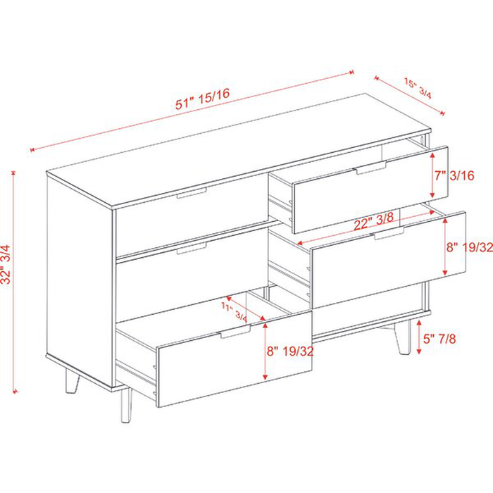 Helmick 6 Drawer 52'' W