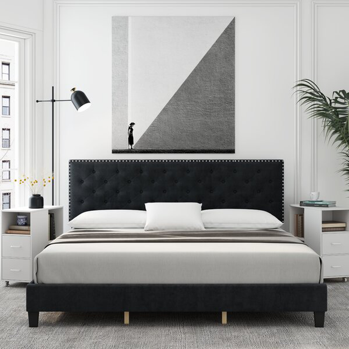 Emanuell Tufted Low Profile Bed