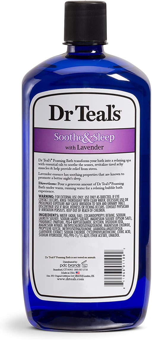 Dr Teal’s Foaming Bath with Pure Epsom Salt, Soothe & Sleep with Lavender, 34 fl oz, Purple