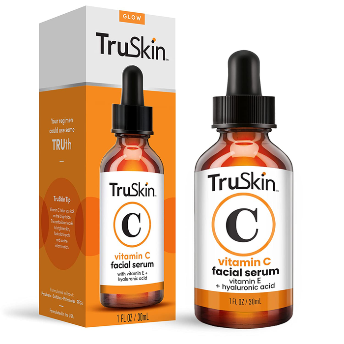 TruSkin Vitamin C Serum for Face, Anti Aging Serum with Hyaluronic Acid, Vitamin E, Organic Aloe Vera and Jojoba Oil, Hydrating & Brightening Serum for Dark Spots, Fine Lines and Wrinkles, 1 fl oz