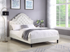 HomeLife Premiere Classics 51" Tall Platform Bed with Cloth Headboard and Slats - Queen (Light Beige Linen)