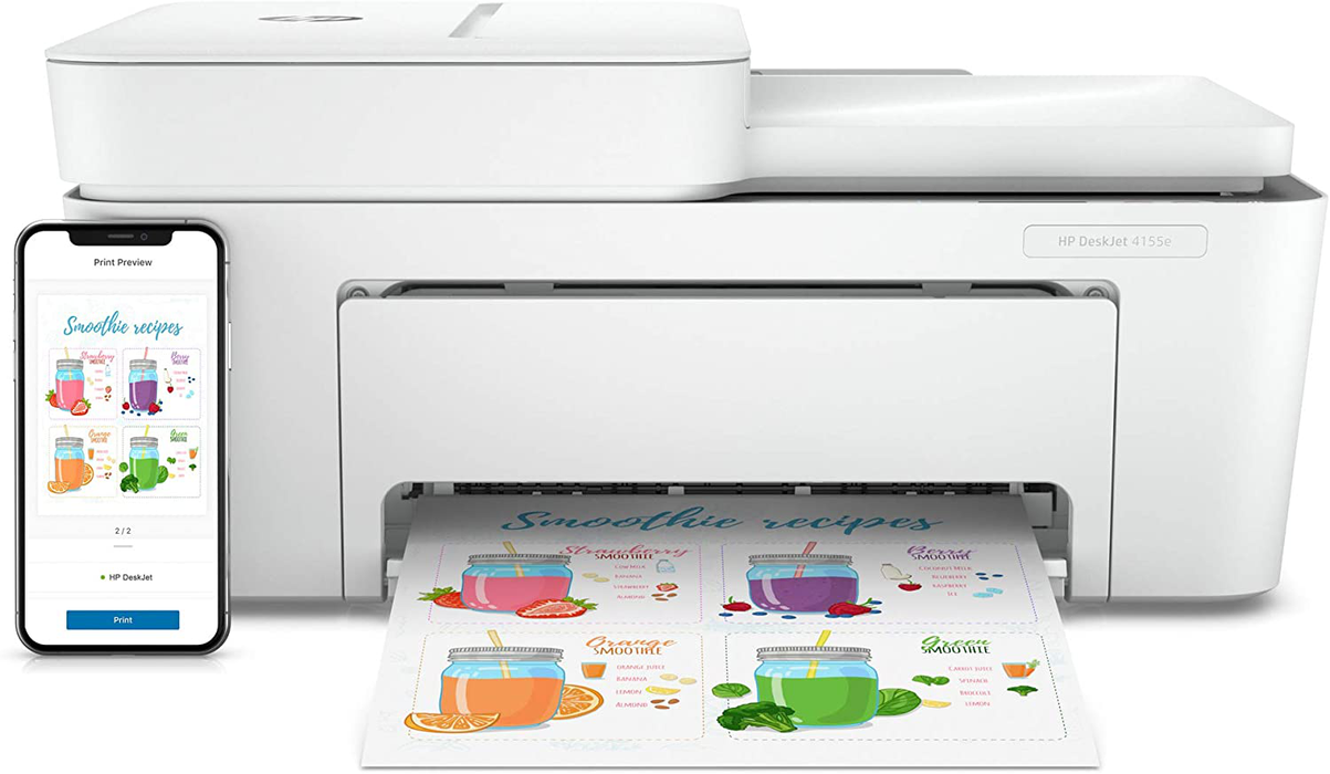 HP DeskJet 4155e All-in-One Wireless Color Printer, with bonus 6 months free Instant Ink with HP+ (26Q90A)