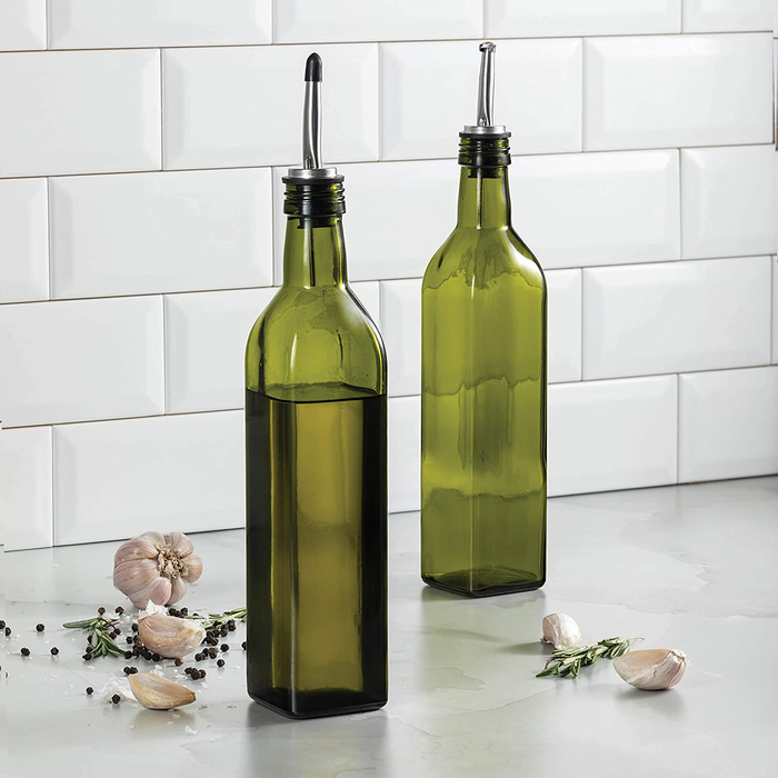 Oil Dispenser - Oil Dispenser Bottle For Kitchen - Glass Oil Bottle Set - Oil and Vinegar Dispenser - Oil Dispenser Bottle For Kitchen - Glass Oil Bottle Set - Refill Funnel & Pouring Spouts & Labels