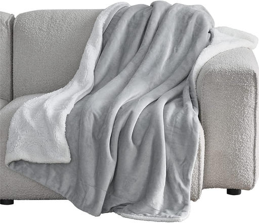 Bedsure Sherpa Fleece Throw Blanket for Couch - Light Grey Thick Fuzzy Warm Soft Blankets and Throws for Sofa, 50x60 Inches