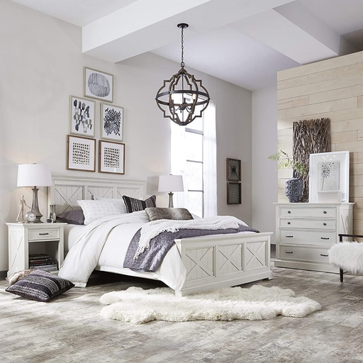 Seaside Lodge White Queen Bed, Night Stand, and Chest by Home Styles