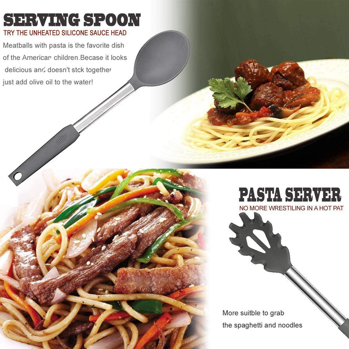 Kitchen Utensil Set,Silicone Cooking Utensils,Stainless Steel Kitchen Utensils Set,Silicone Spatula Set Utensil Set,Silicone Utensils Cooking Utensil Set,Kitchen Tools Gadgets