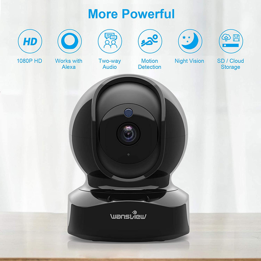 wansview Wireless Security Camera, IP Camera 1080P HD, WiFi Home Indoor Camera for Baby/Pet/Nanny, Motion Detection, 2 Way Audio Night Vision, Works with Alexa, with TF Card Slot and Cloud