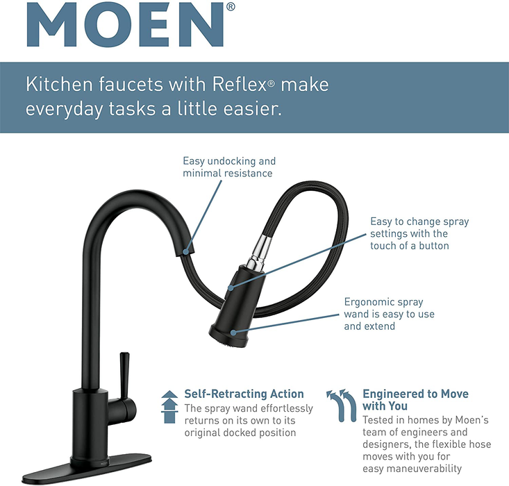 Moen 7594SRS Arbor One-Handle Pulldown Kitchen Faucet Featuring Power Boost and Reflex, Spot Resist Stainless